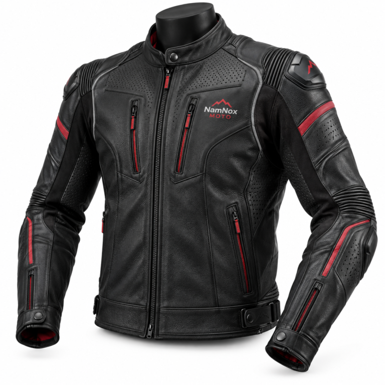 Leather Motorcycle Jacket with CE Armor
