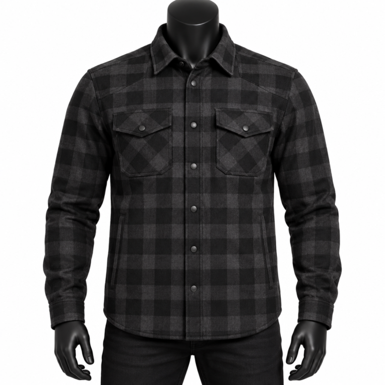 Black Armored Flannel Riding Shirt