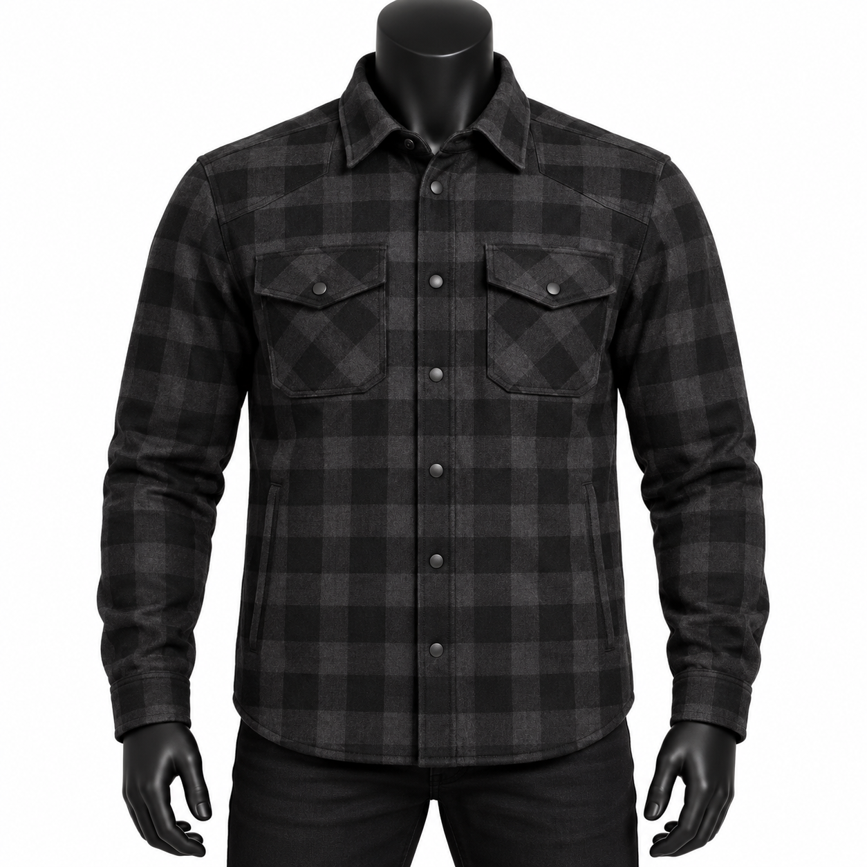 Black Armored Flannel Riding Shirt