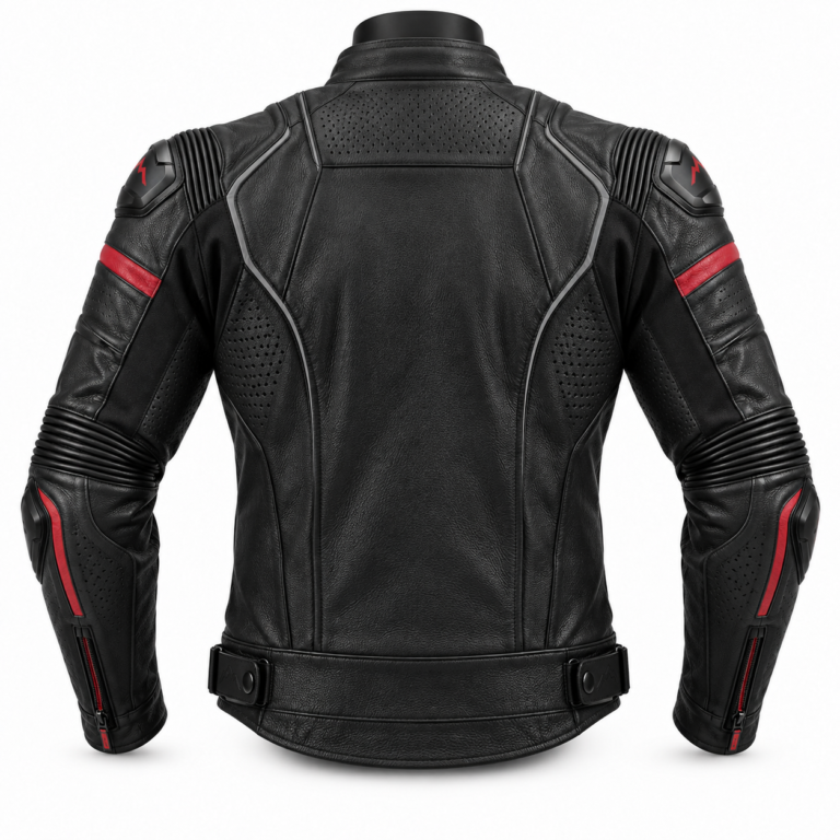 Leather Motorcycle Jacket with CE Armor — alternate product image