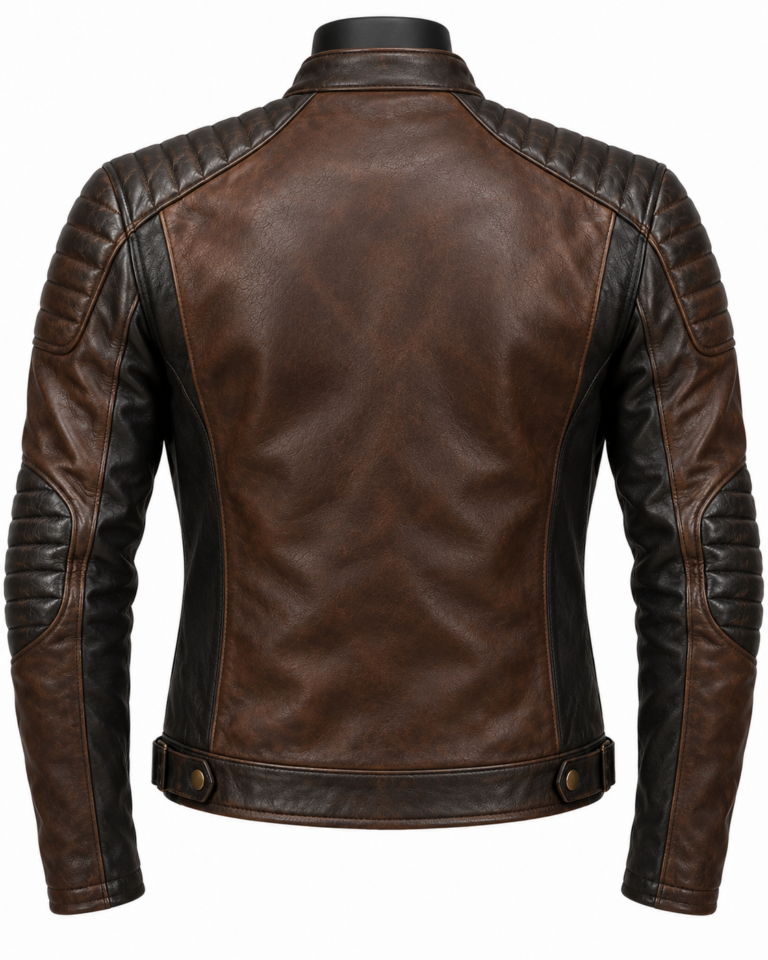 Cafe Racer Leather Motorcycle Jacket — alternate product image