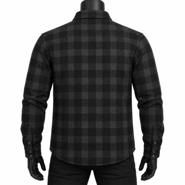 Black Armored Flannel Riding Shirt — alternate product image