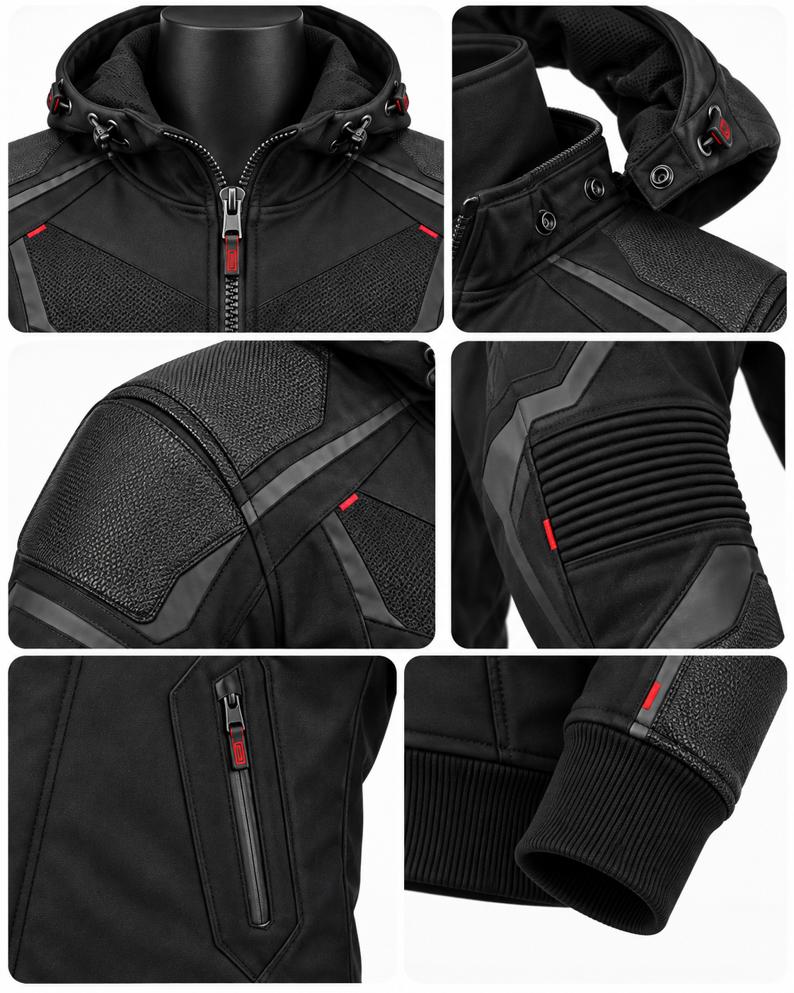 Zip-Up Armored Motorcycle Hoodie — alternate product image