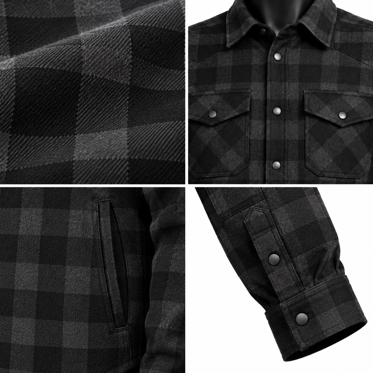 Black Armored Flannel Riding Shirt — alternate product image