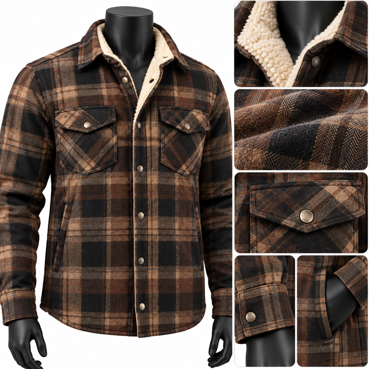 Sherpa Lined Flannel Riding Shirt — alternate product image