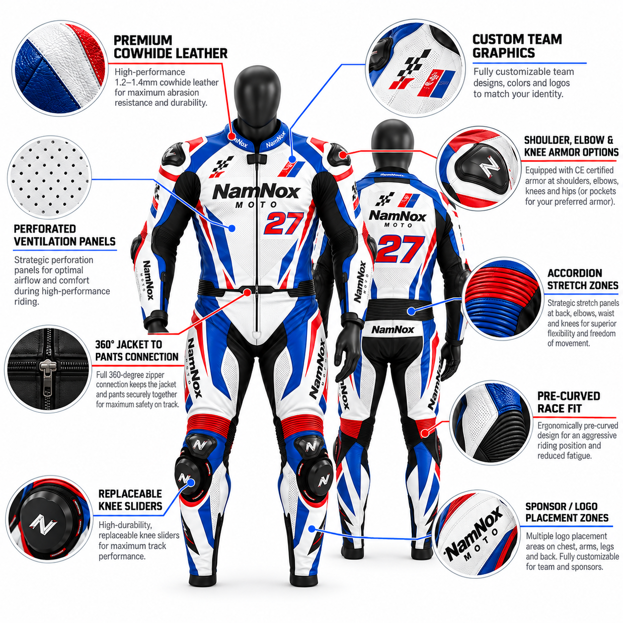 Custom Two Piece Leather Racing Suit — alternate product image