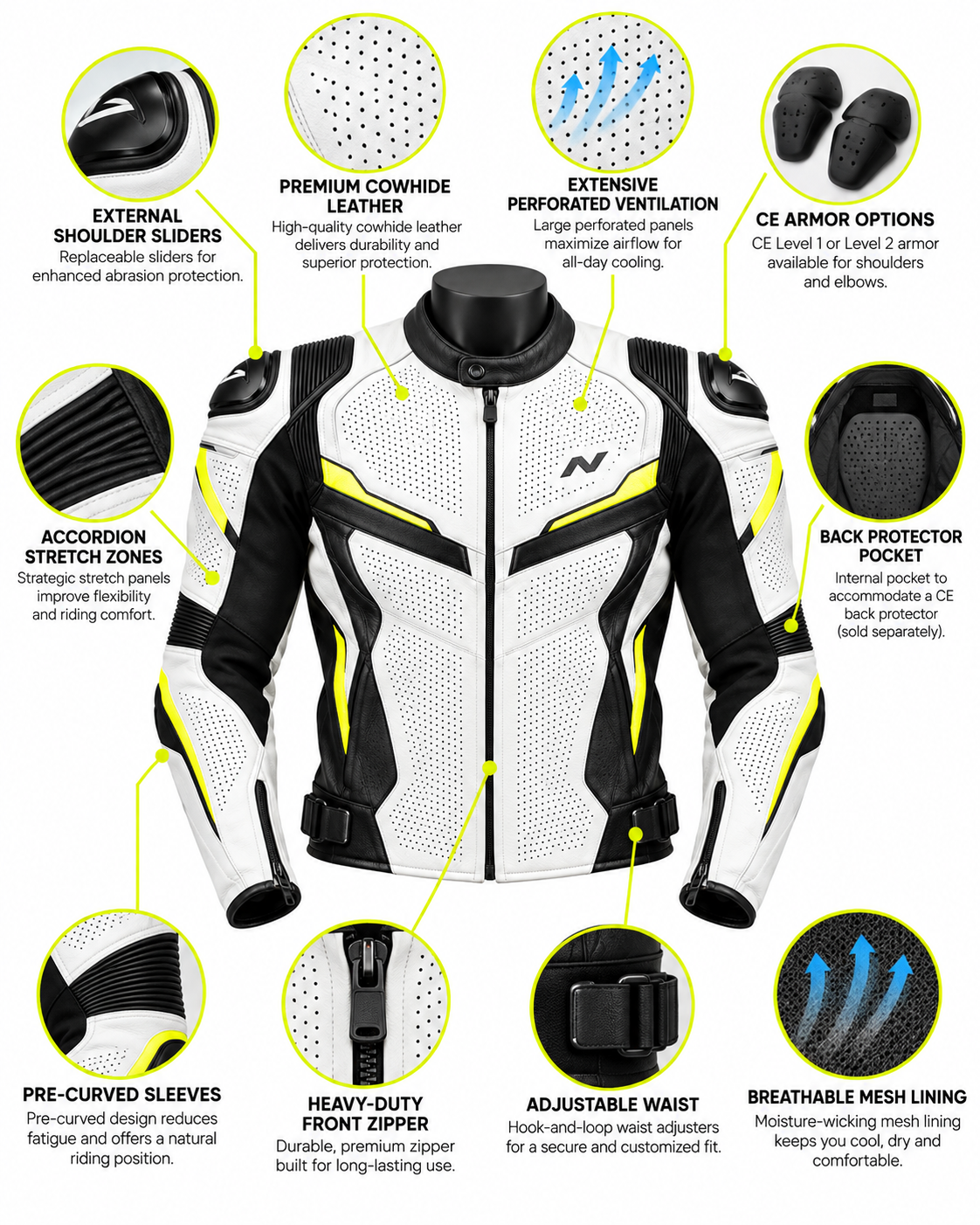 Perforated Leather Motorcycle Jacket — alternate product image