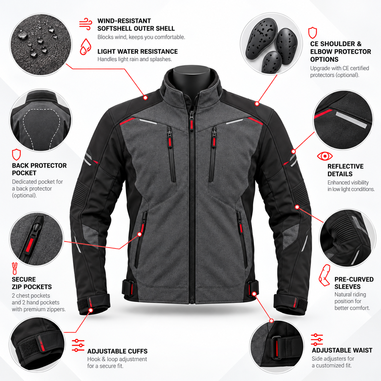 Softshell Motorcycle Riding Jacket — alternate product image