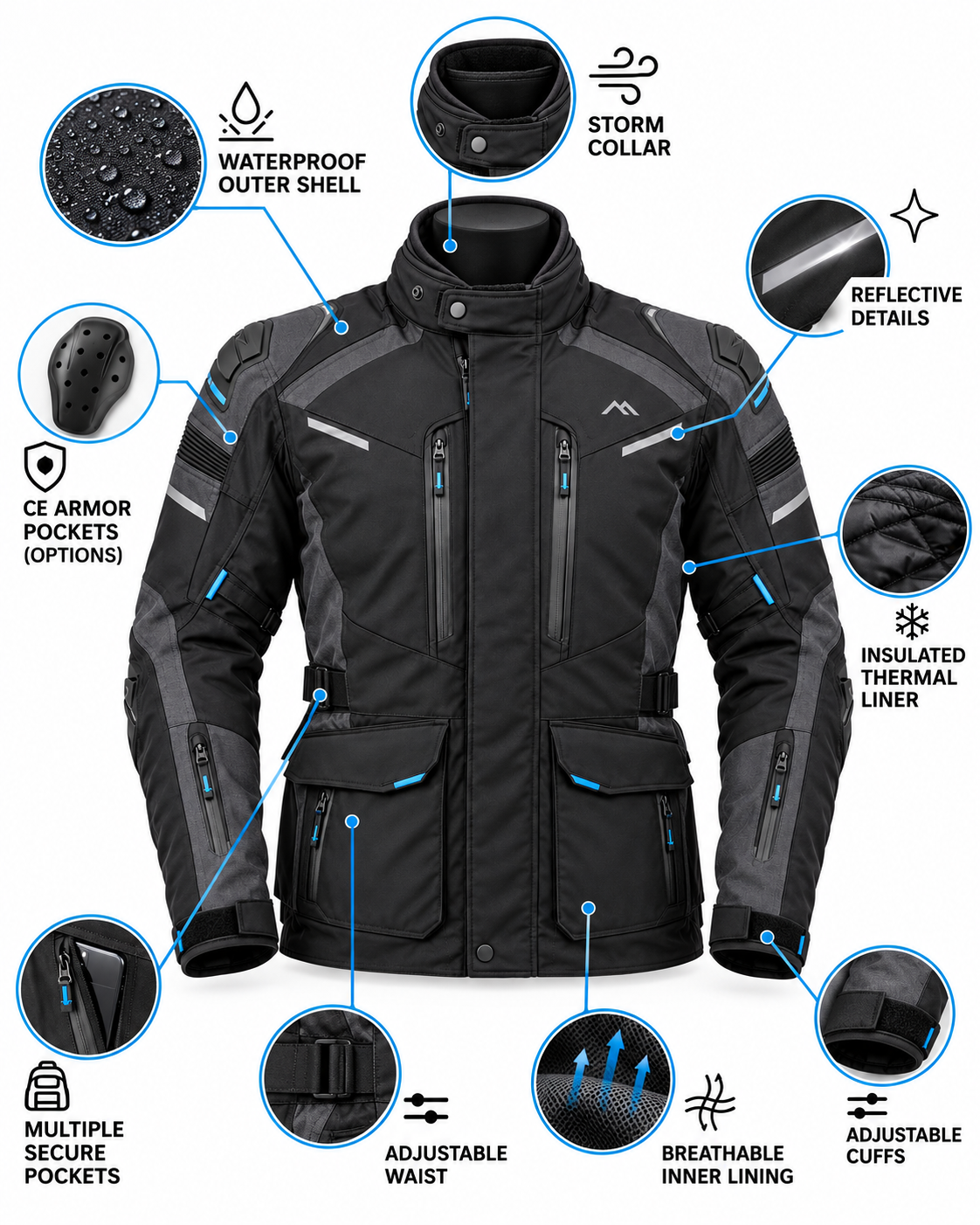 Cold Weather Textile Motorcycle Jacket — alternate product image