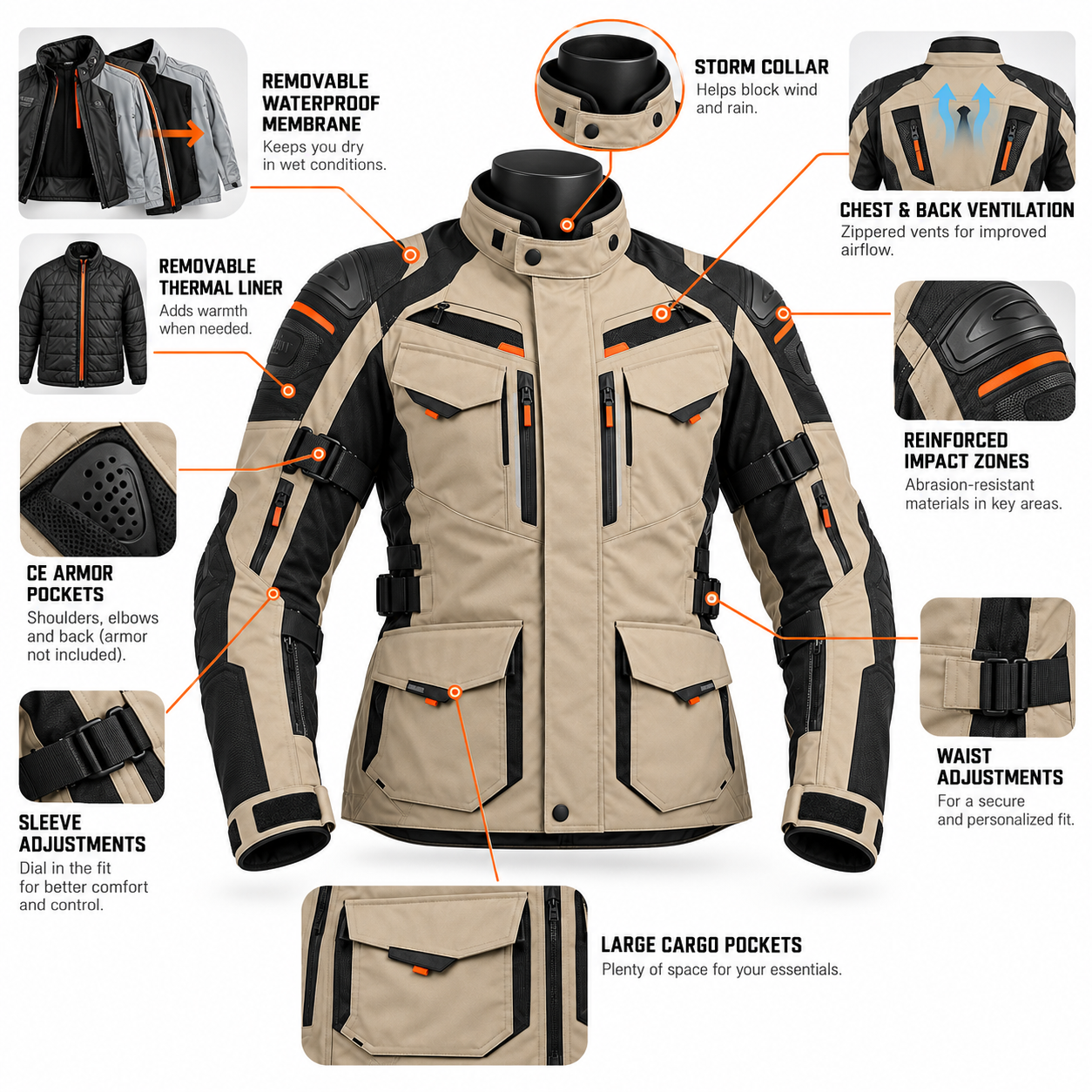 3 Layer Adventure Motorcycle Jacket — alternate product image