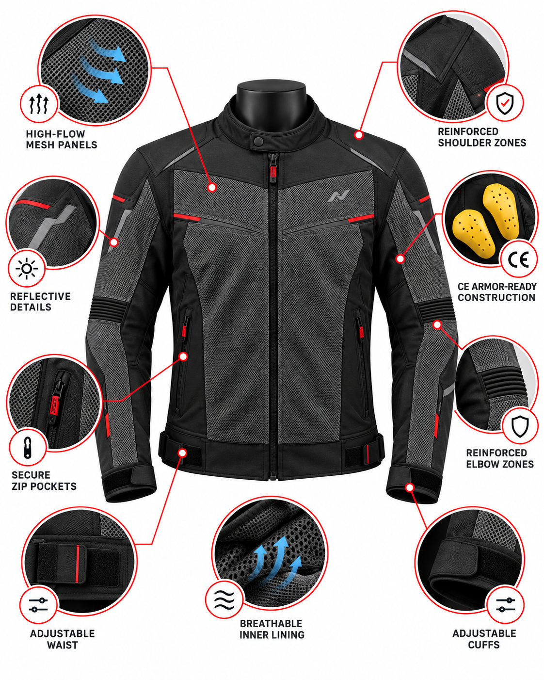 Urban Mesh Motorcycle Jacket — alternate product image