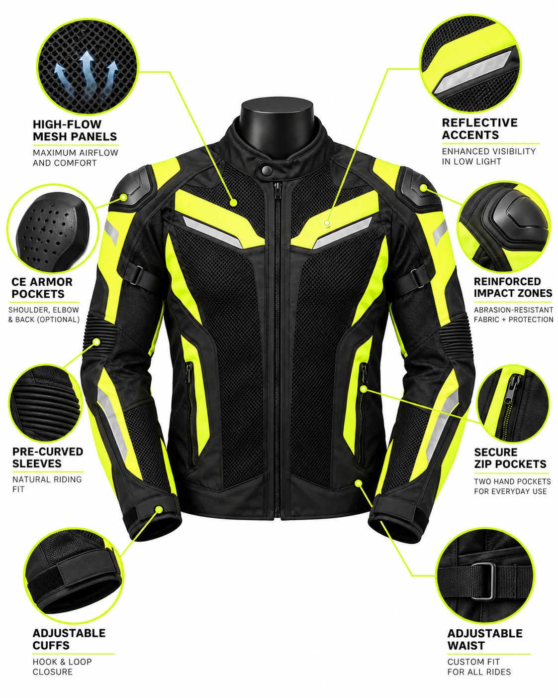 Hi-Vis Mesh Motorcycle Jacket — alternate product image