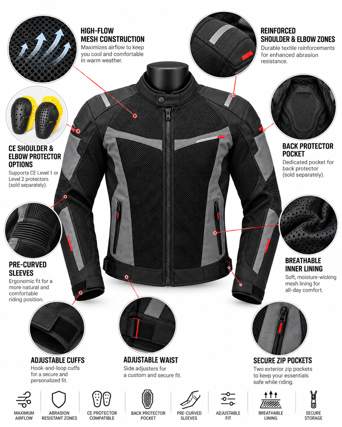 Summer Mesh Motorcycle Jacket — alternate product image