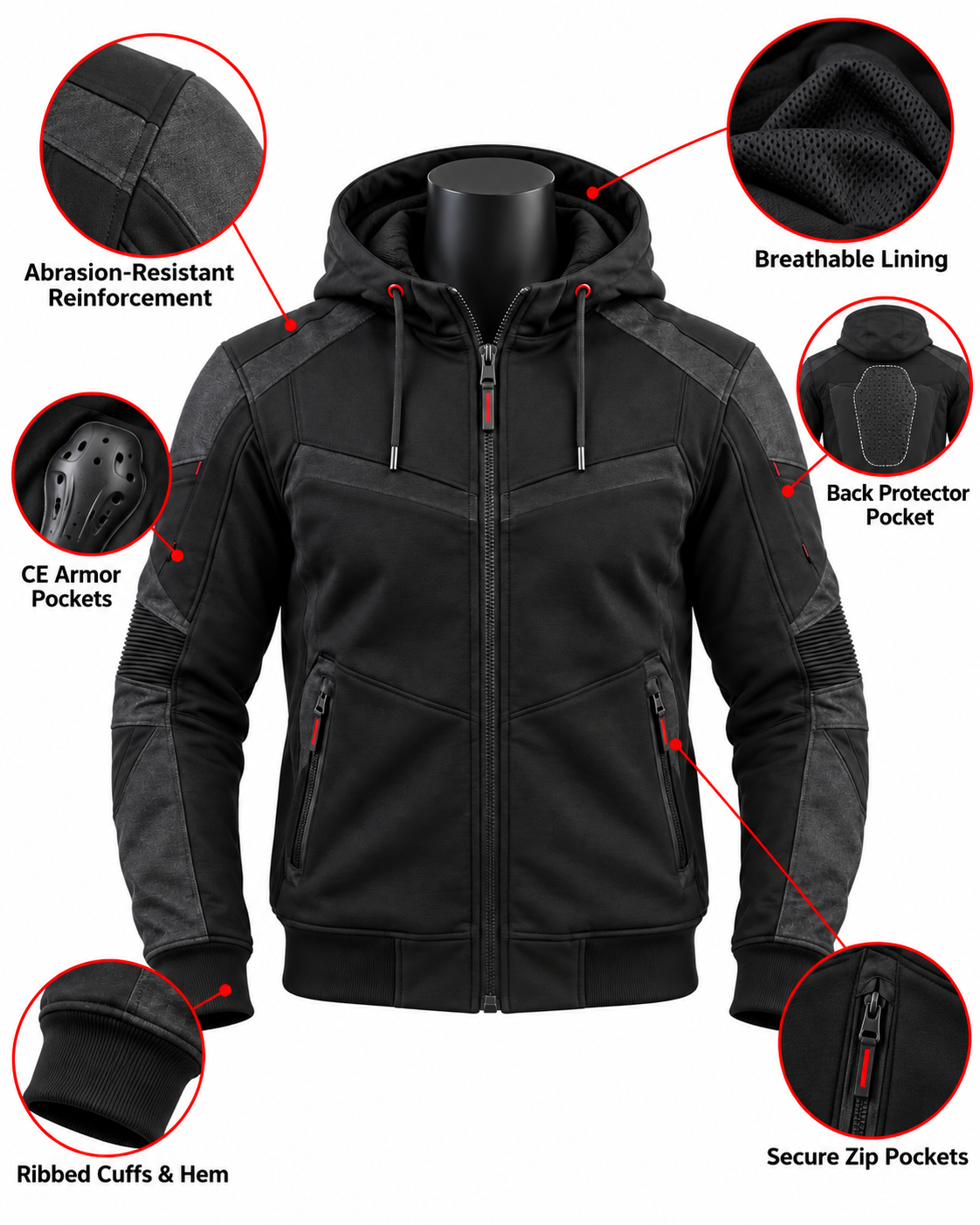 Armored Motorcycle Hoodie — alternate product image