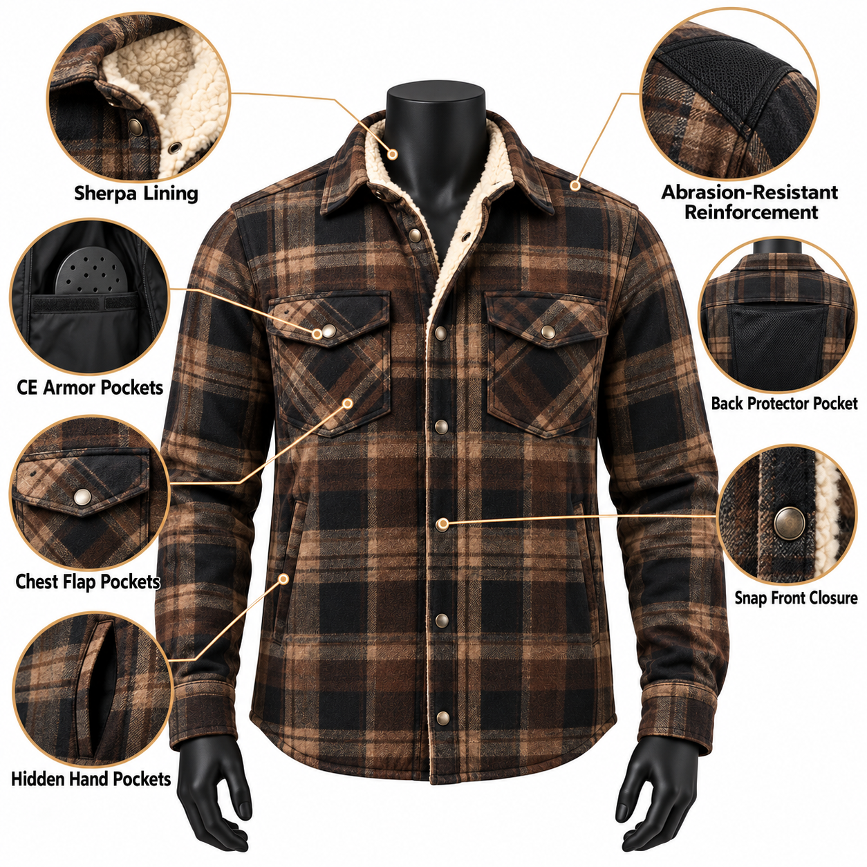 Sherpa Lined Flannel Riding Shirt — alternate product image