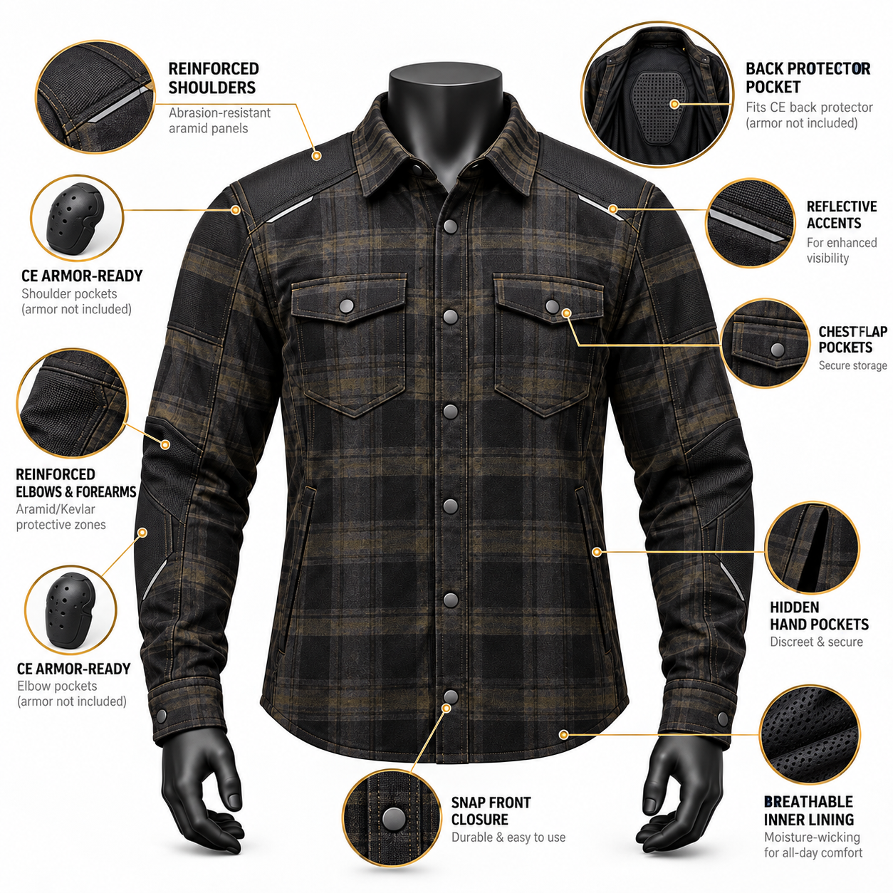 Technical Flannel Riding Shirt — alternate product image
