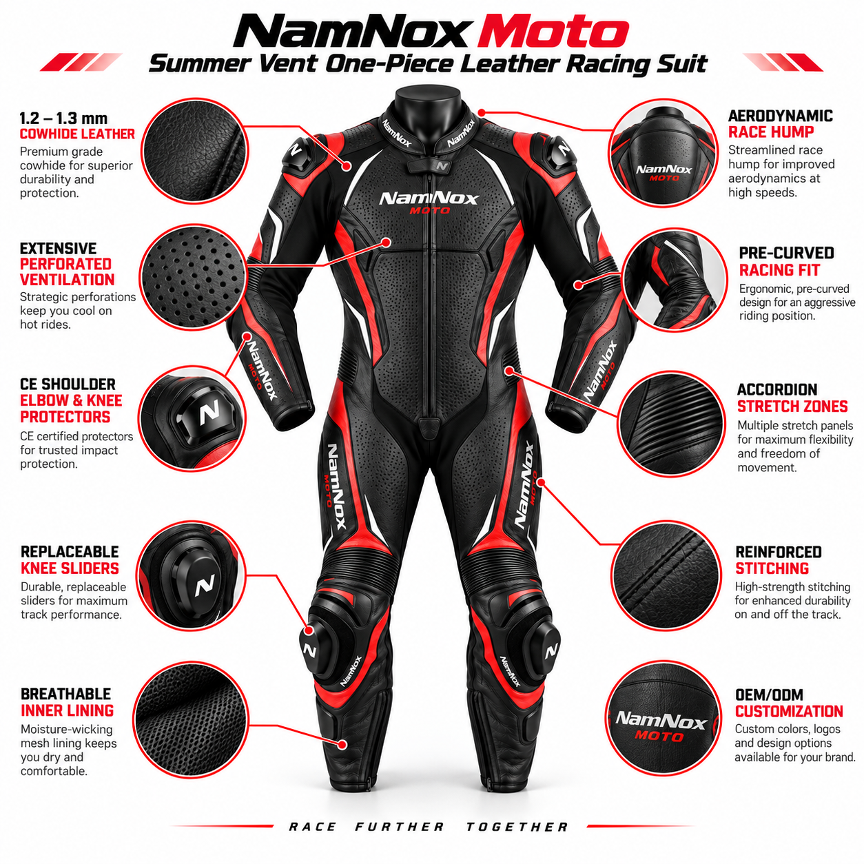 Perforated One Piece Motorcycle Racing Suit — alternate product image