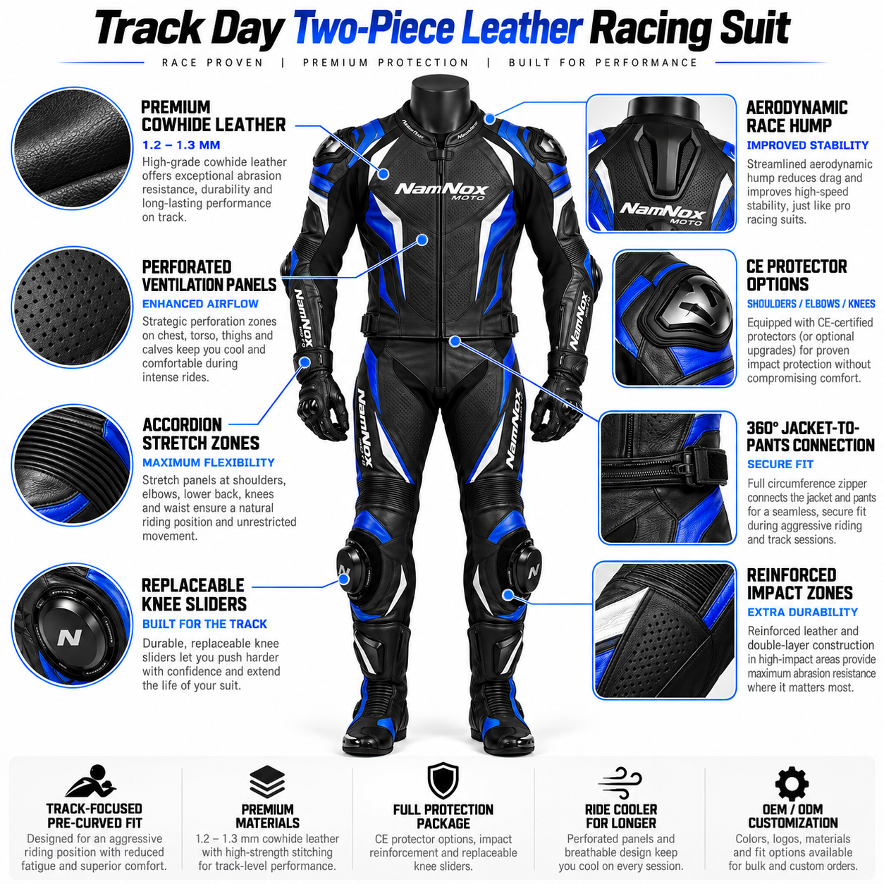Track Day Two Piece Leather Racing Suit — alternate product image