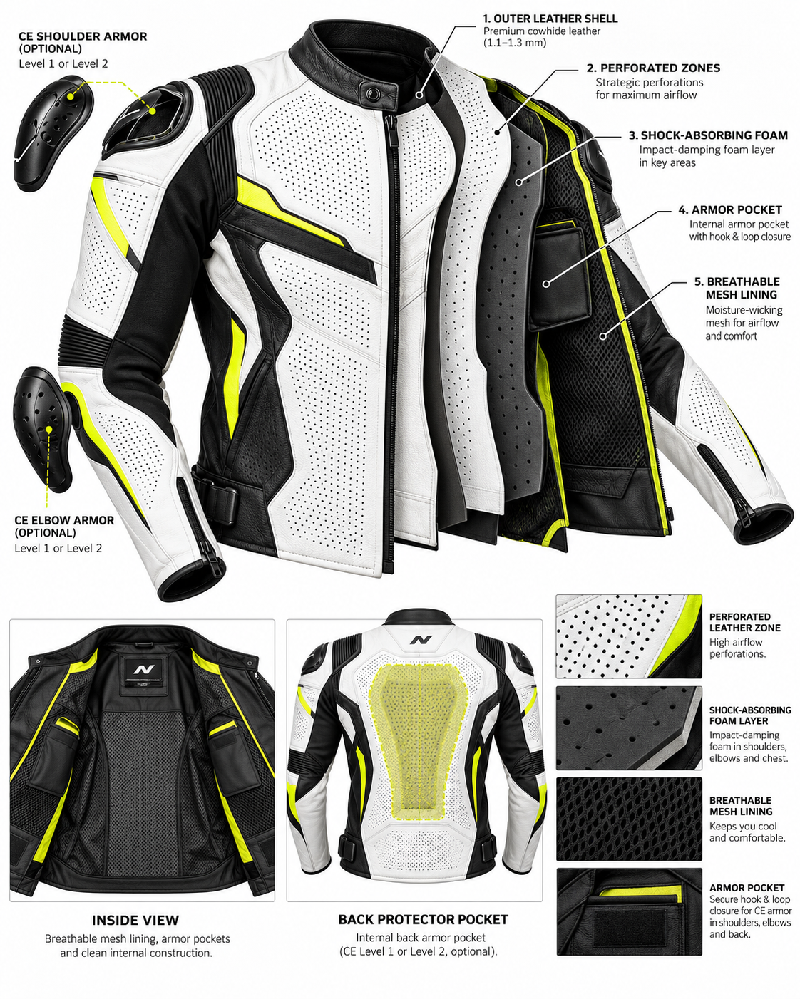 Perforated Leather Motorcycle Jacket — alternate product image