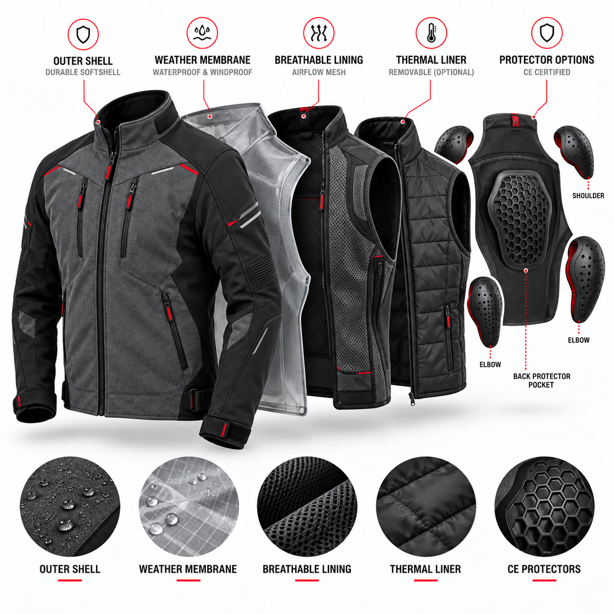 Softshell Motorcycle Riding Jacket — alternate product image