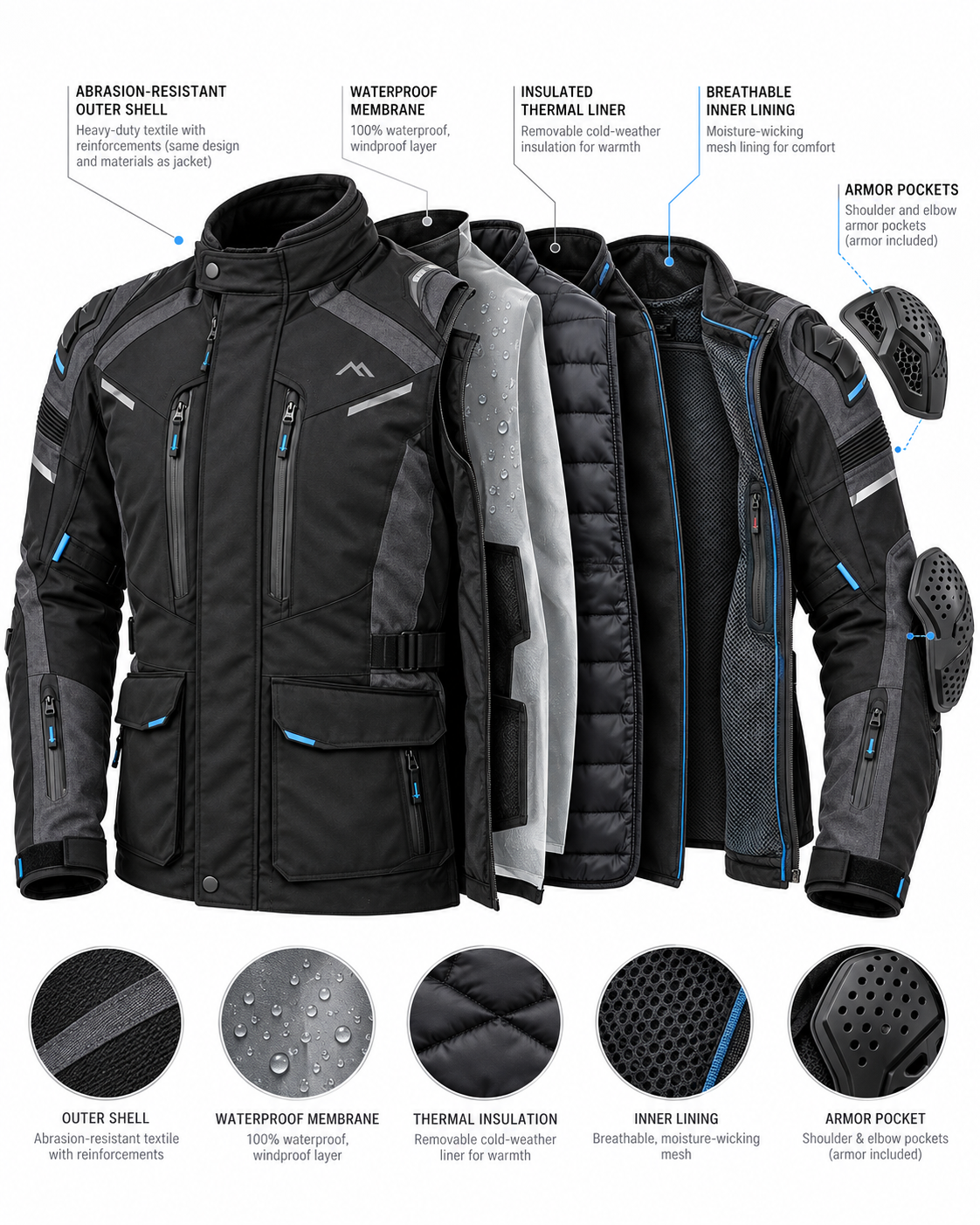 Cold Weather Textile Motorcycle Jacket — alternate product image