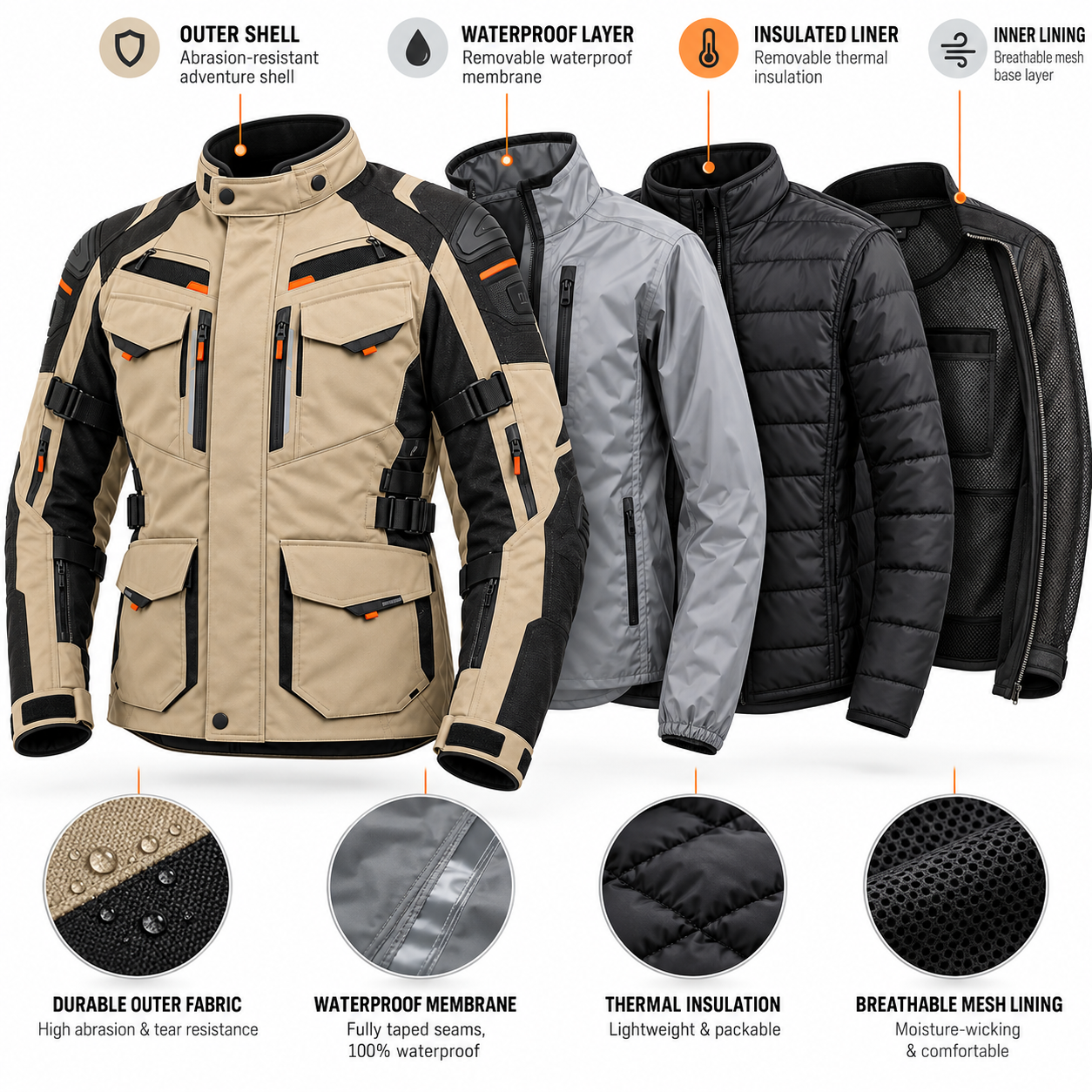 3 Layer Adventure Motorcycle Jacket — alternate product image