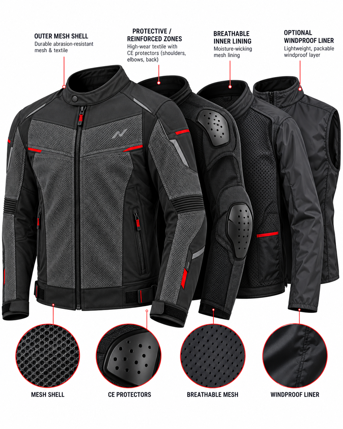 Urban Mesh Motorcycle Jacket — alternate product image