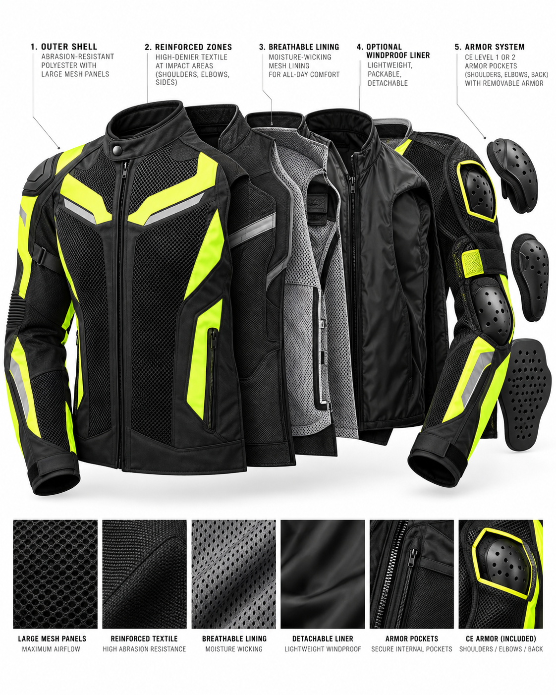 Hi-Vis Mesh Motorcycle Jacket — alternate product image