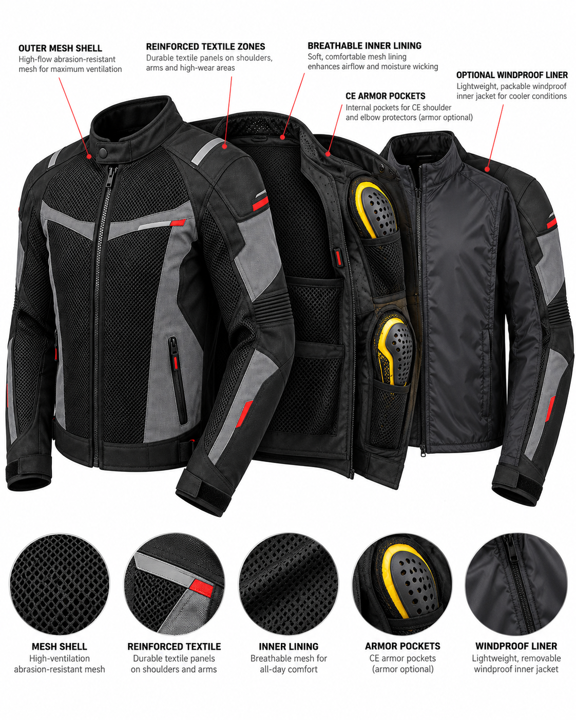 Summer Mesh Motorcycle Jacket — alternate product image