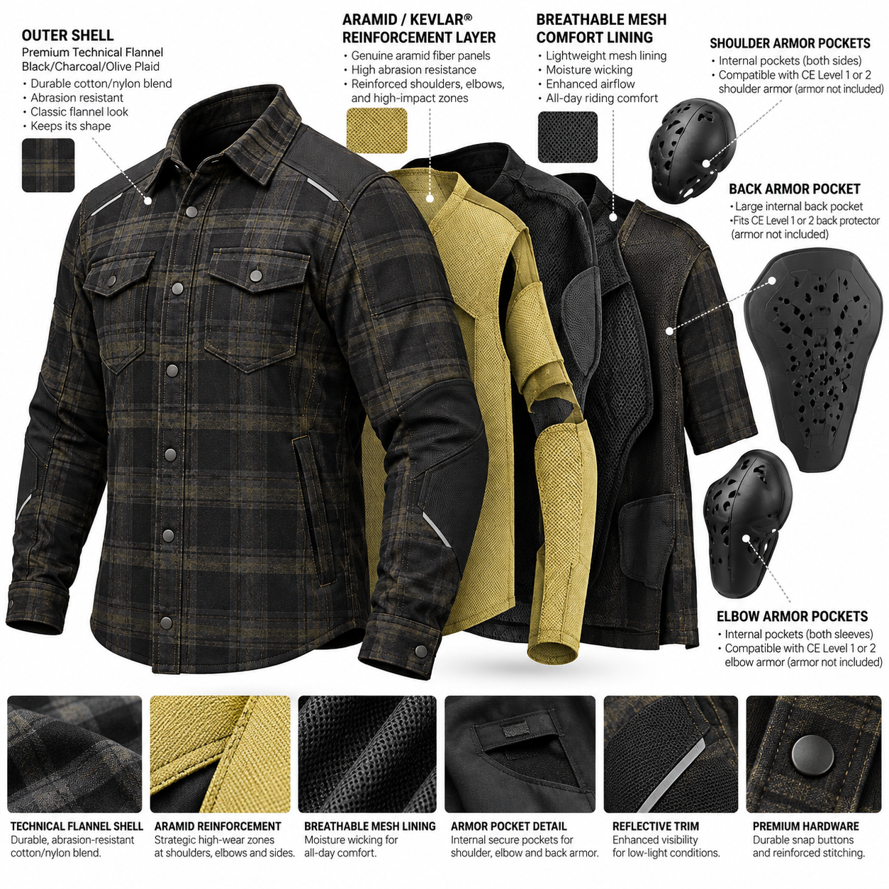 Technical Flannel Riding Shirt — alternate product image