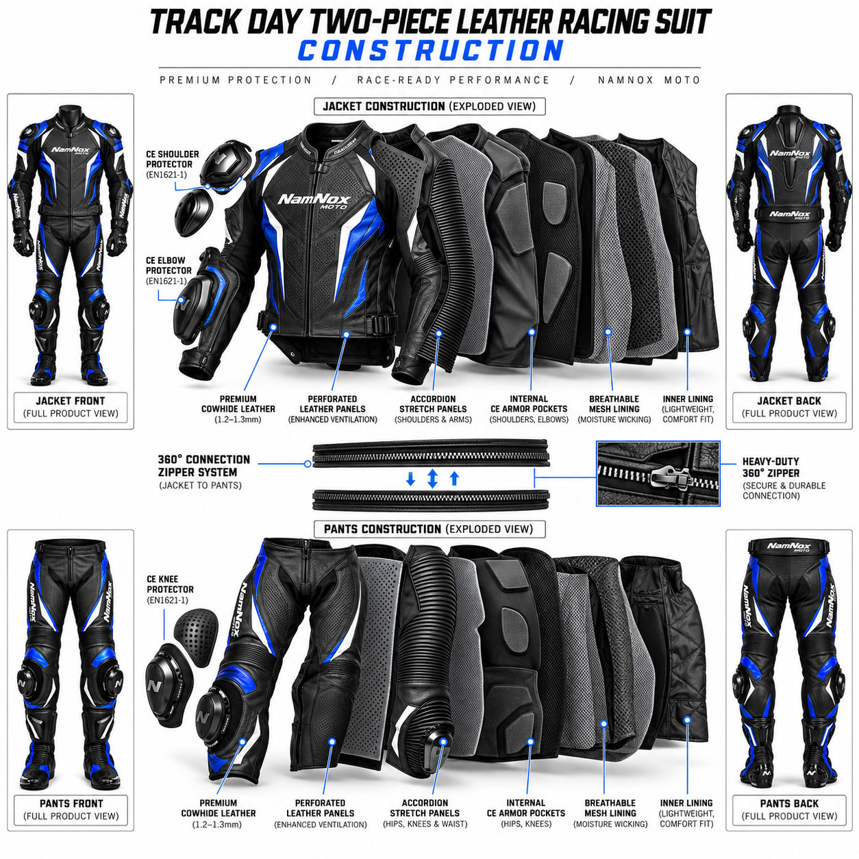 Track Day Two Piece Leather Racing Suit — alternate product image
