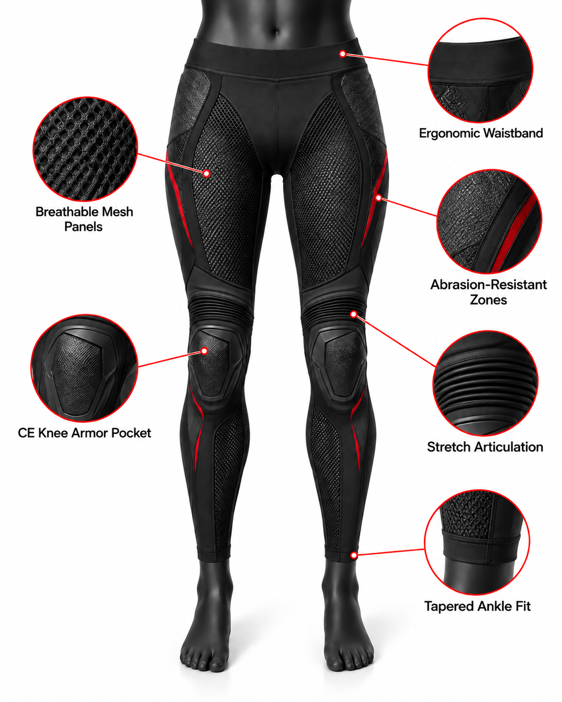 Summer Mesh Motorcycle Riding Leggings — alternate product image