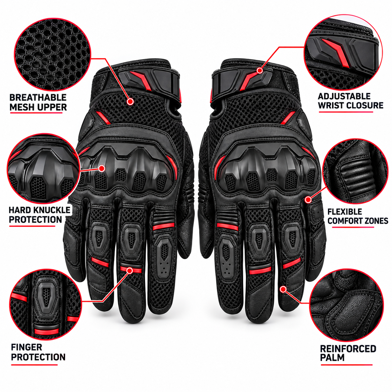 Summer Mesh Motorcycle Riding Gloves — alternate product image