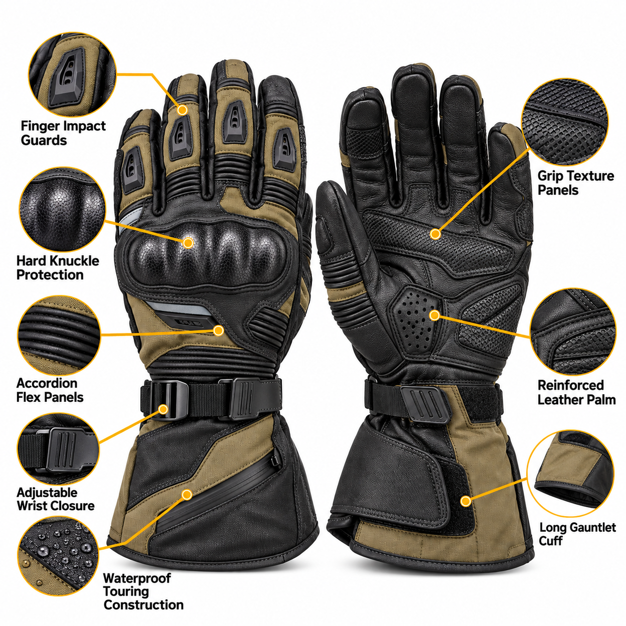 Adventure Touring Motorcycle Gloves — alternate product image