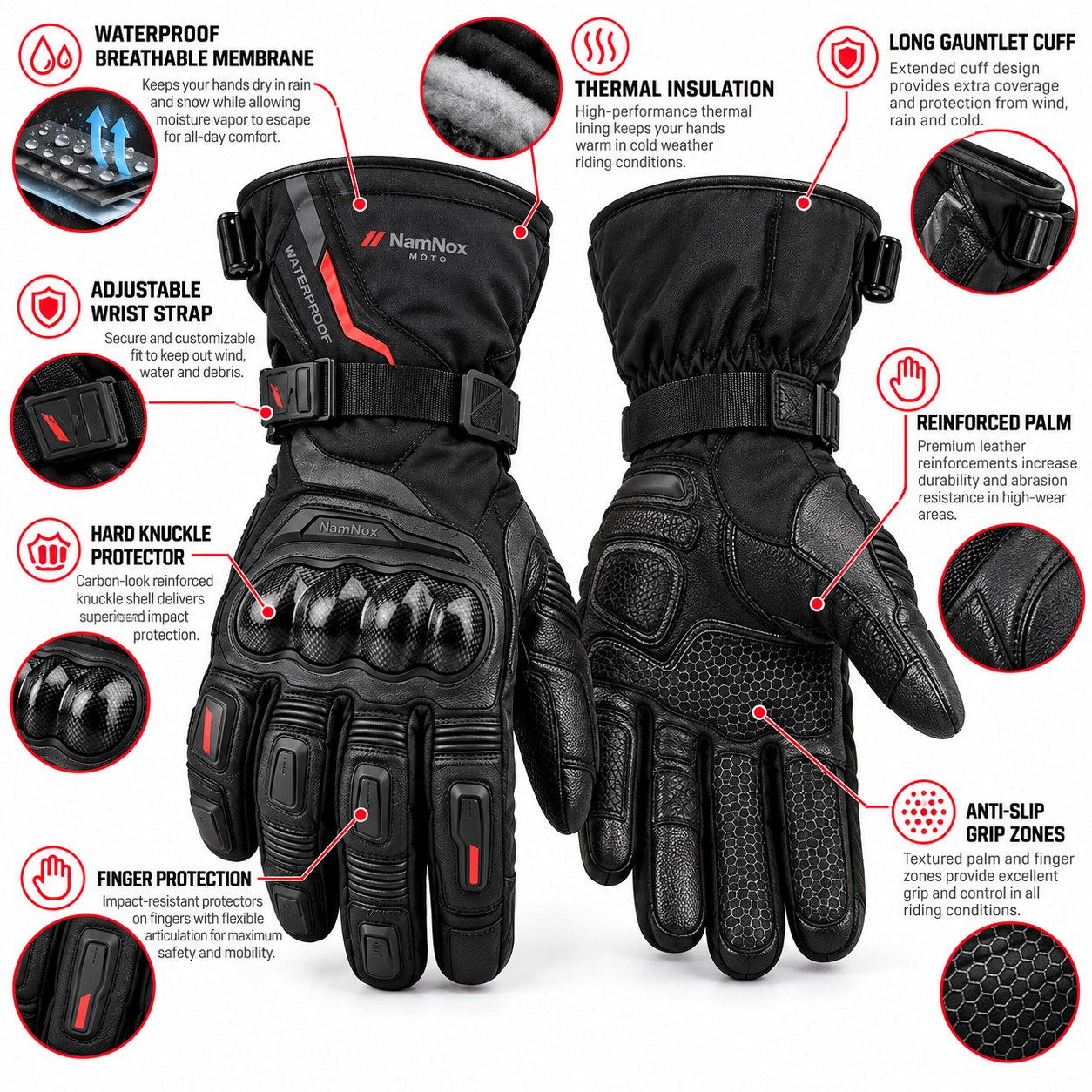 Winter Waterproof Motorcycle Gloves — alternate product image