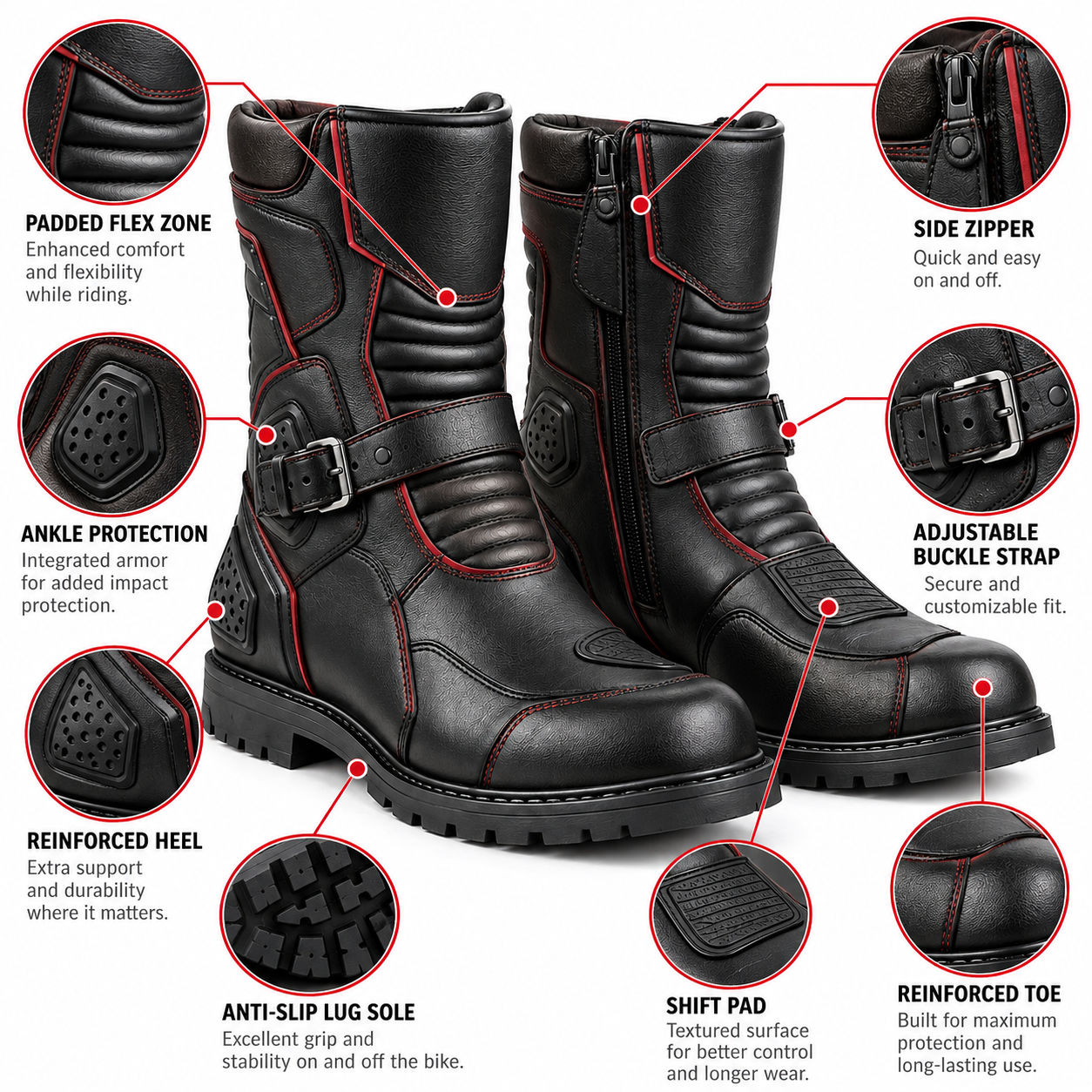 Leather Motorcycle Riding Boots — alternate product image