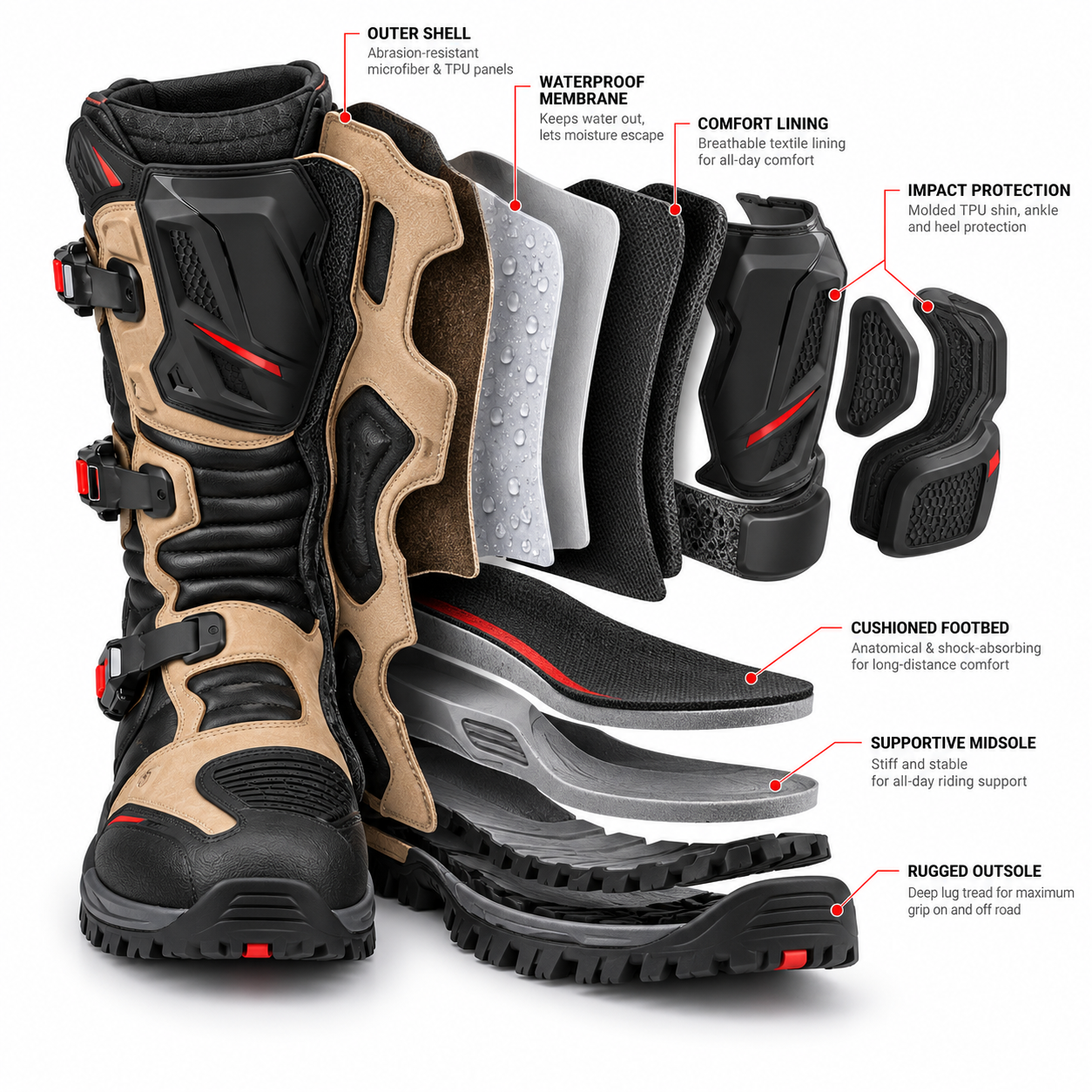 Adventure Touring Motorcycle Boots — alternate product image