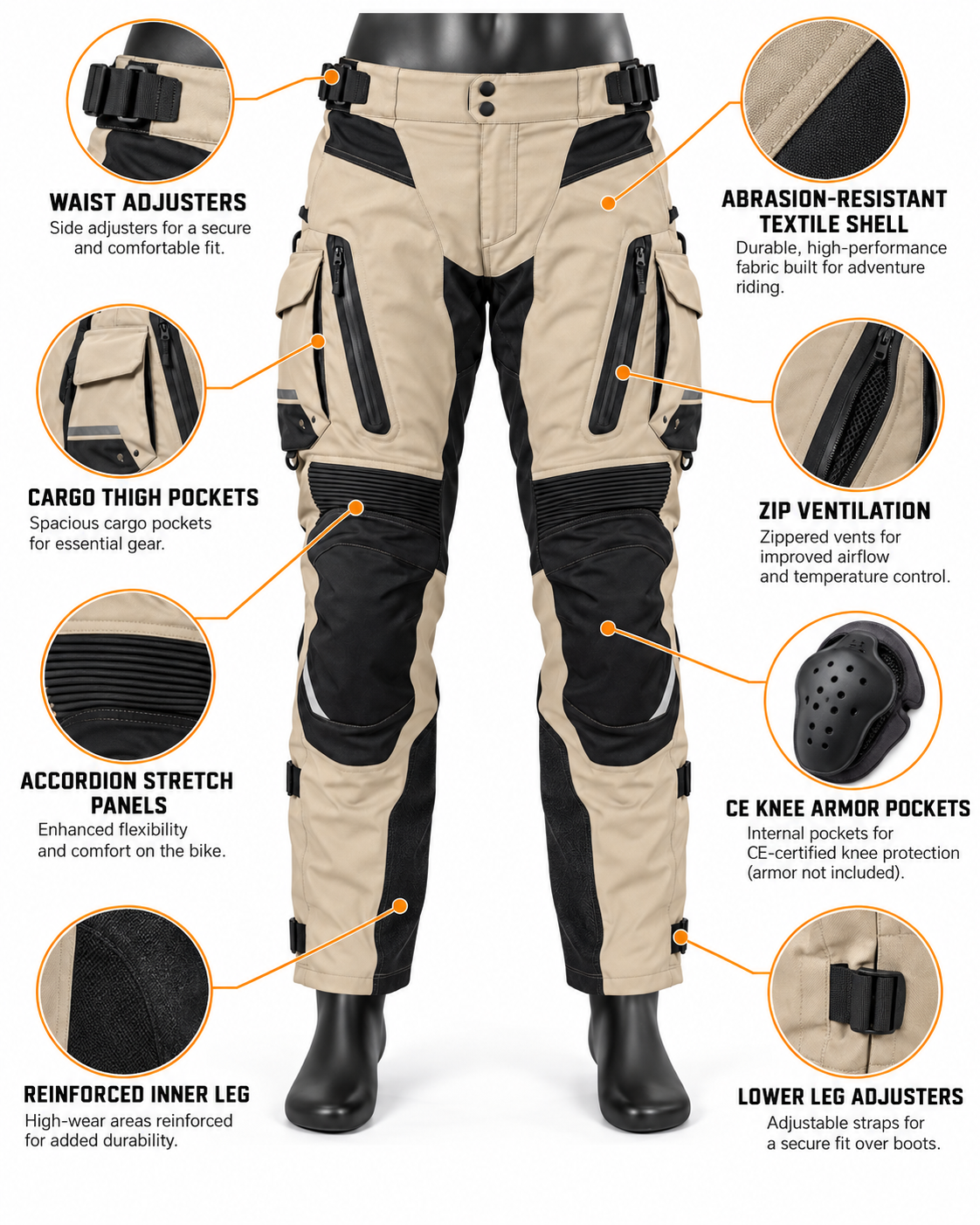 Adventure Motorcycle Riding Pants — alternate product image