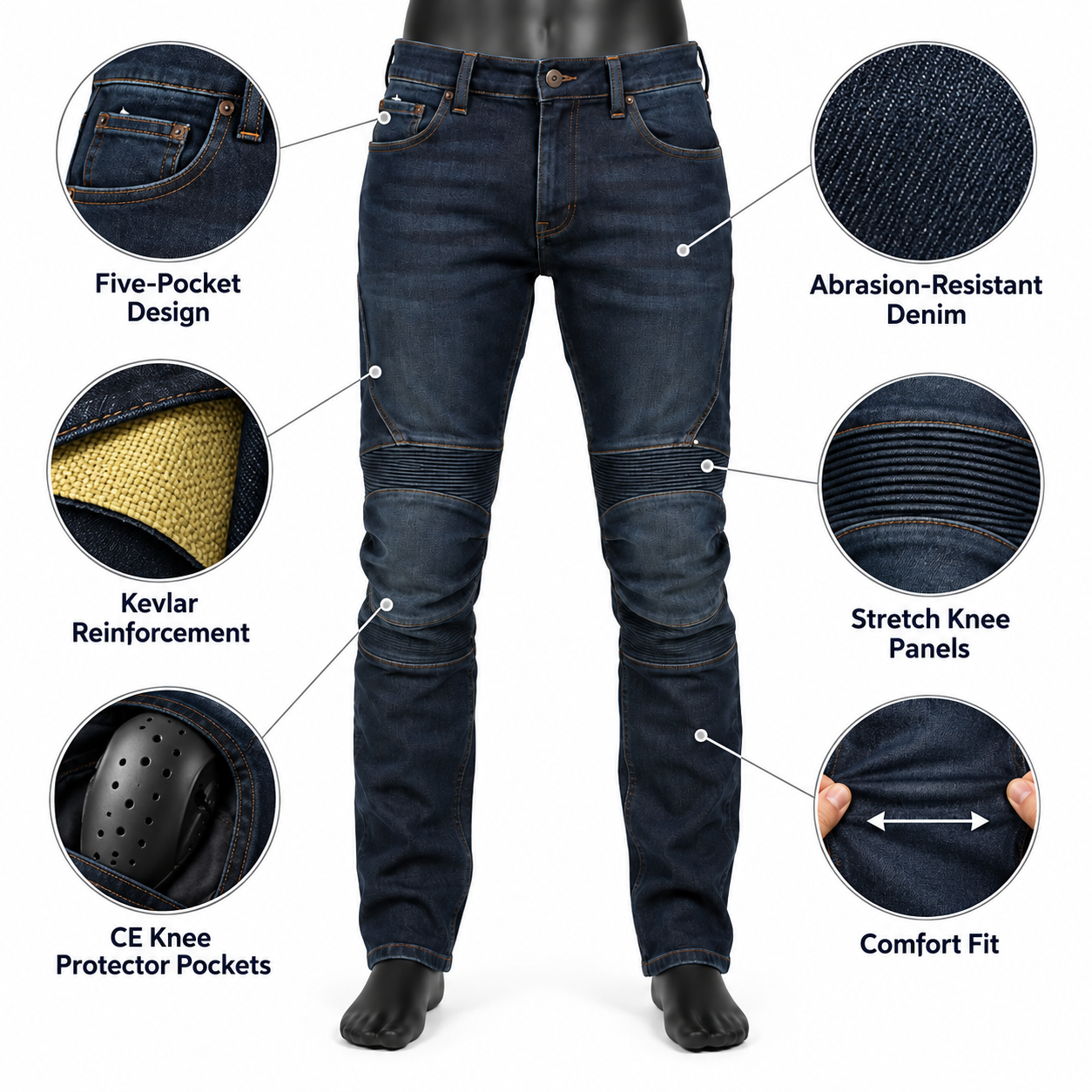 Kevlar Motorcycle Riding Jeans — alternate product image