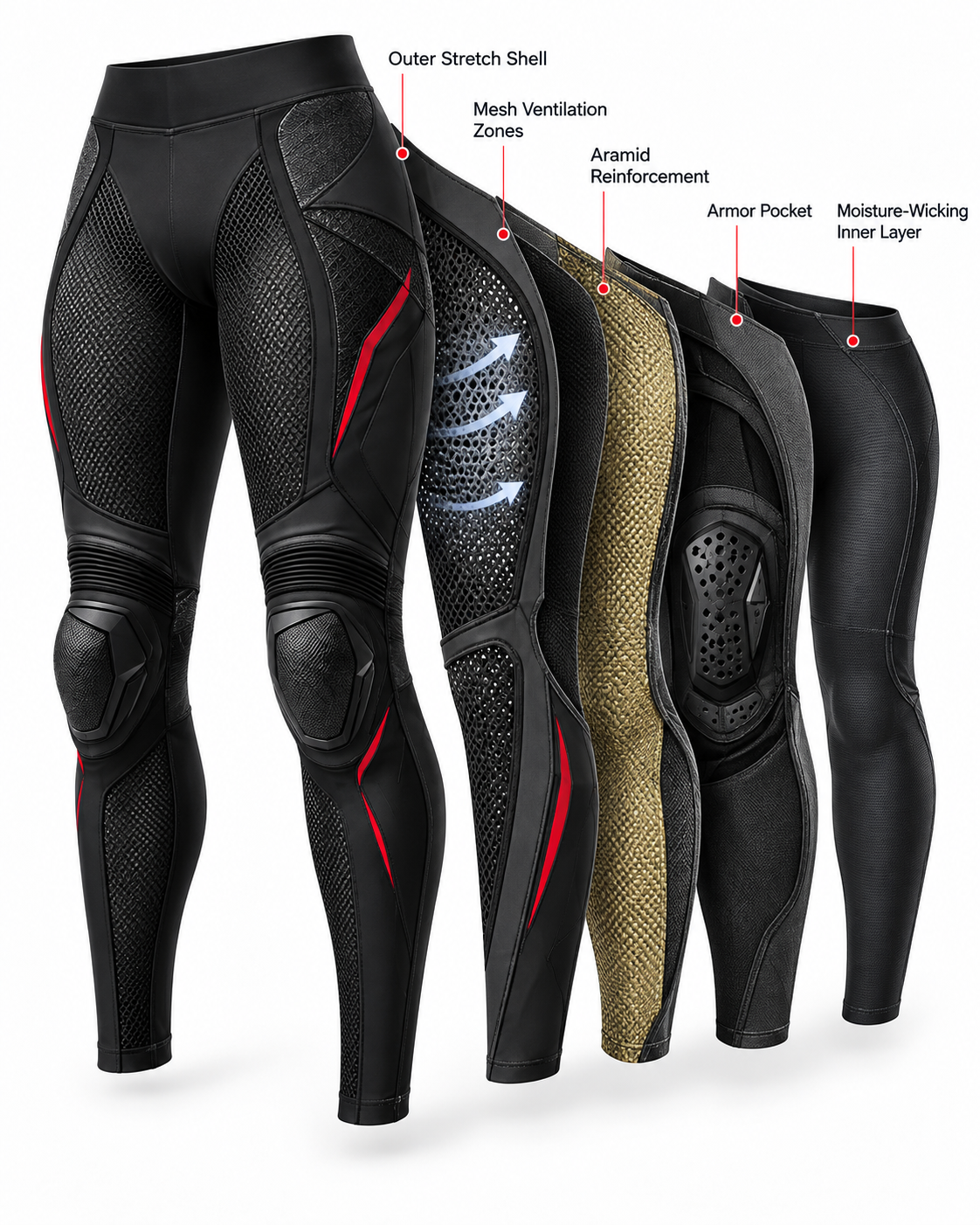 Summer Mesh Motorcycle Riding Leggings — alternate product image