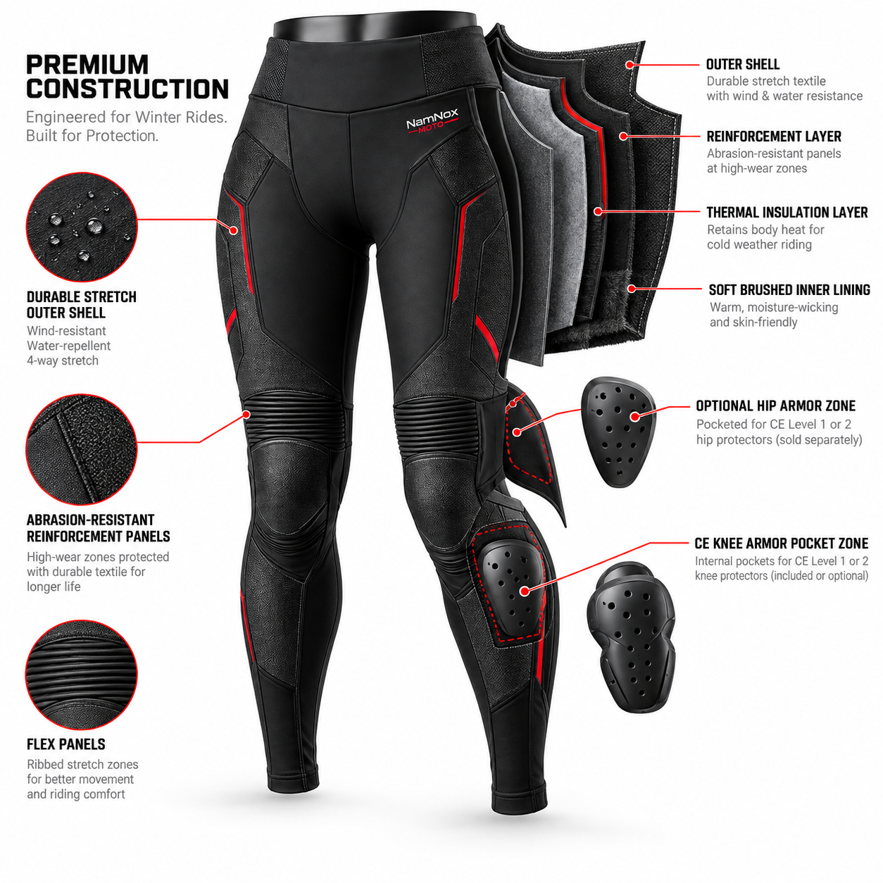 Thermal Winter Motorcycle Riding Leggings — alternate product image