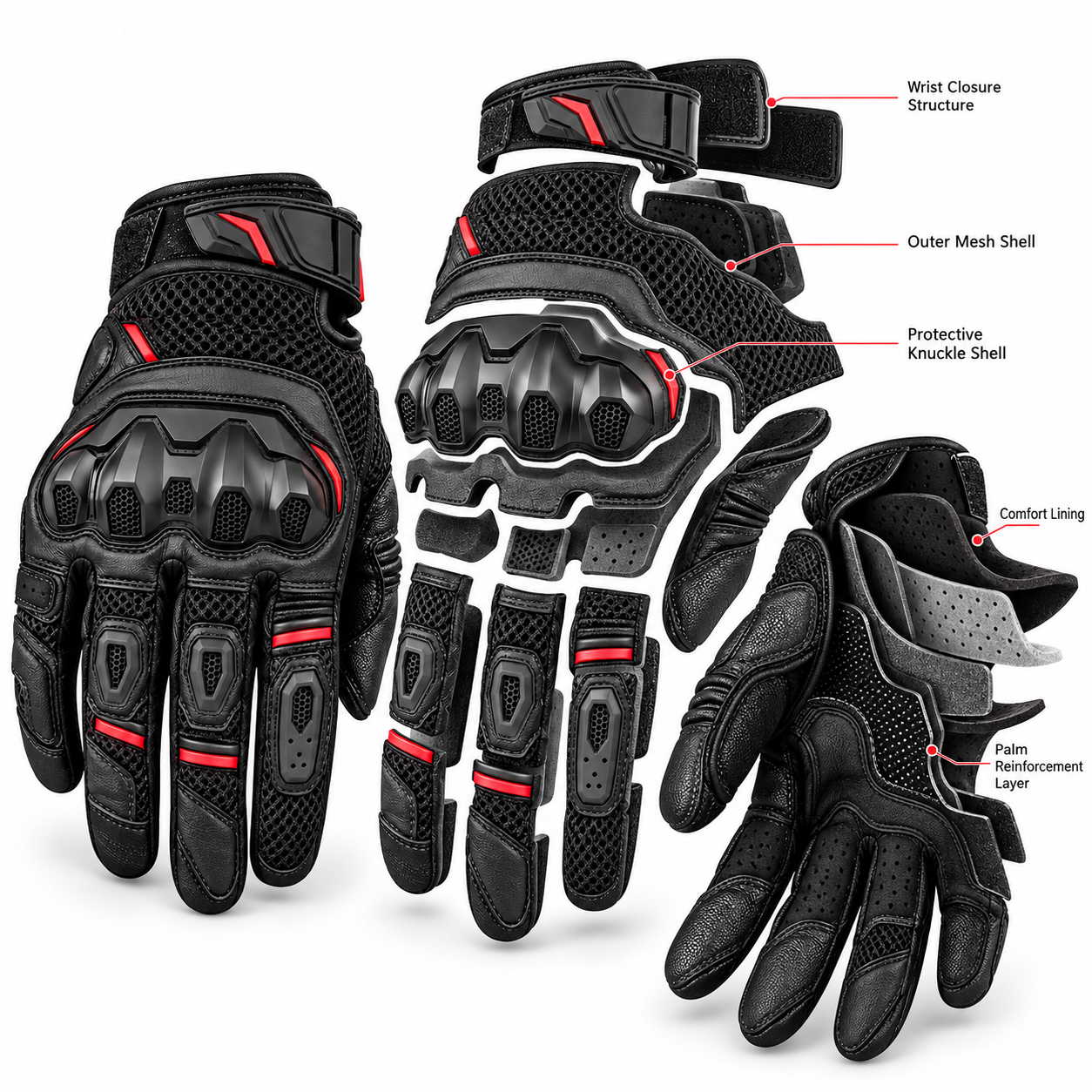 Summer Mesh Motorcycle Riding Gloves — alternate product image