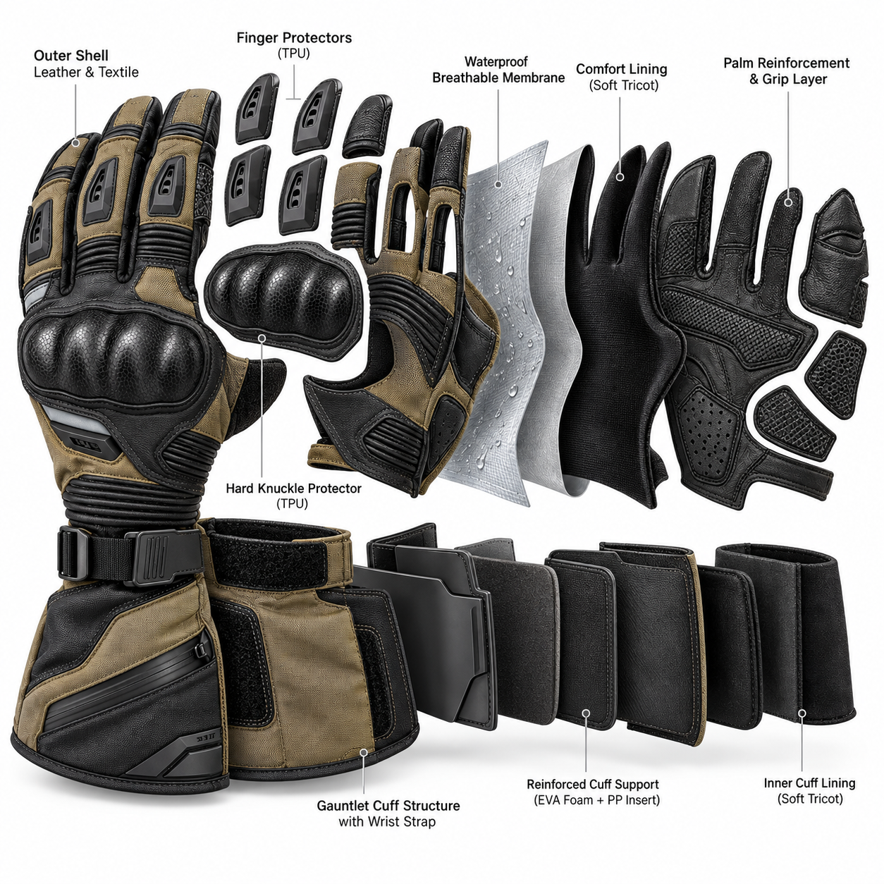 Adventure Touring Motorcycle Gloves — alternate product image