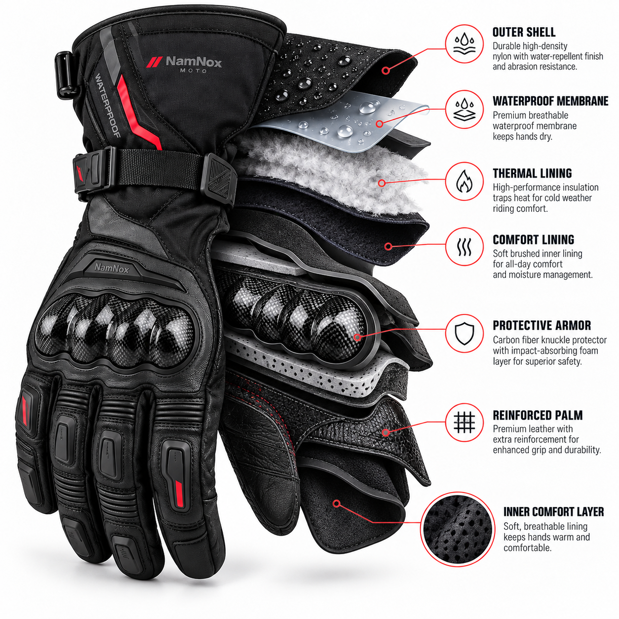 Winter Waterproof Motorcycle Gloves — alternate product image