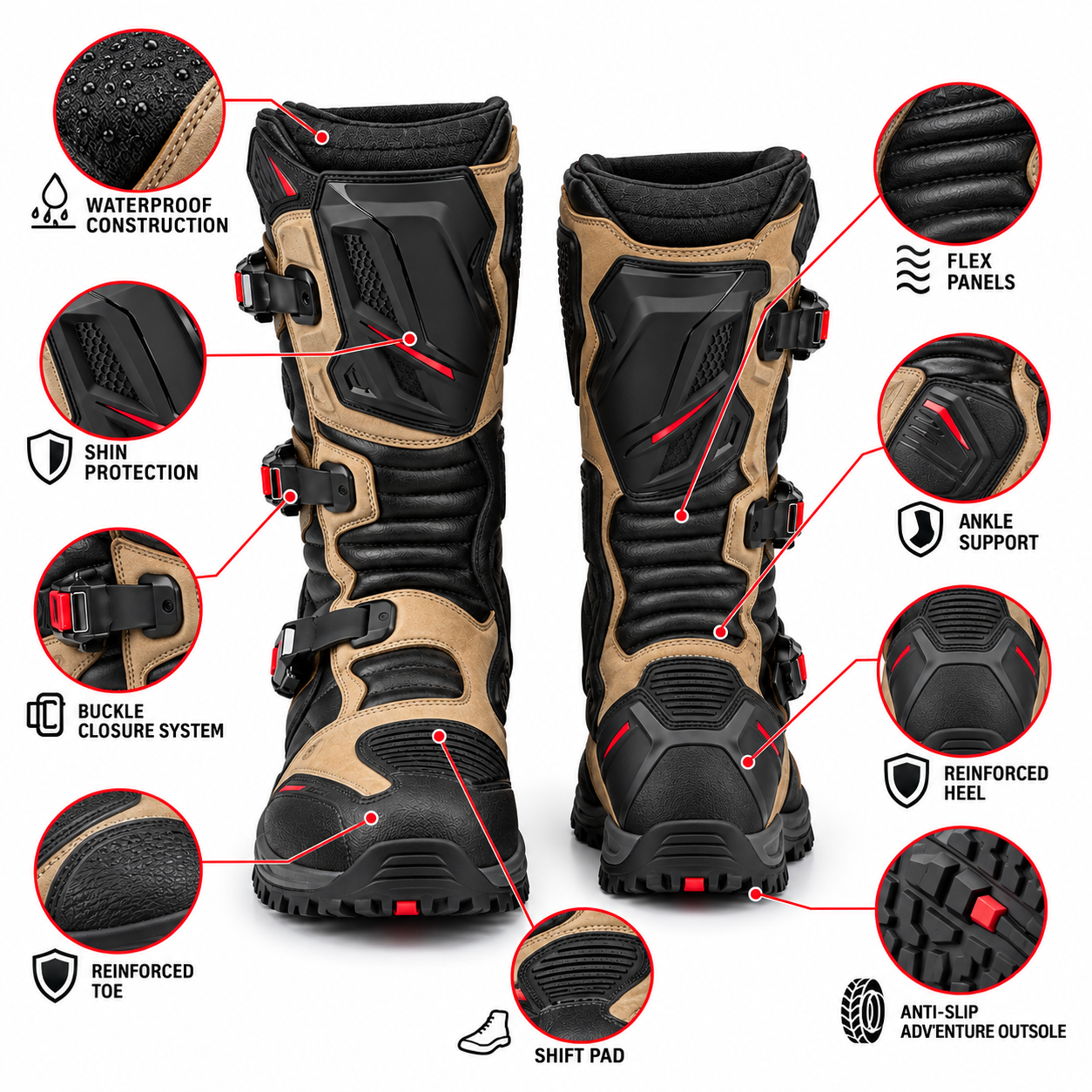 Adventure Touring Motorcycle Boots — alternate product image