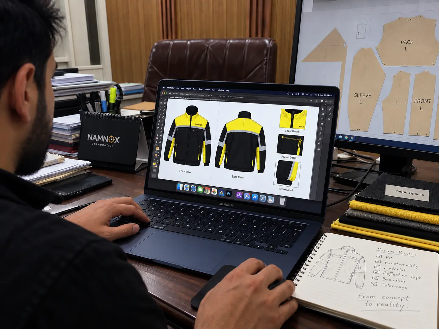NamNox motorcycle apparel product development workstation